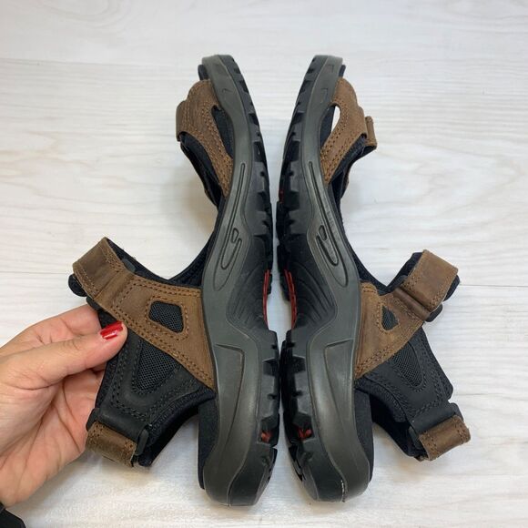 Ecco Sandals Yucatan Offroad Men Athletic Hiking Brown Black Sz US 9 EU 43 - Picture 3 of 10
